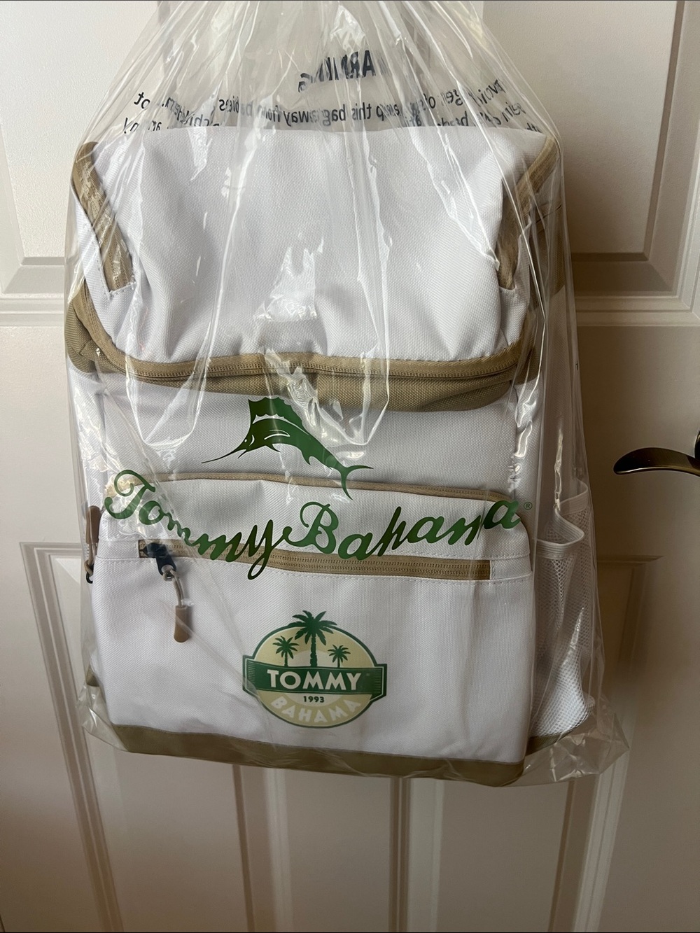Tommy Bahama Cooler Backpack New 4 Zipper Areas and bottle opener attached